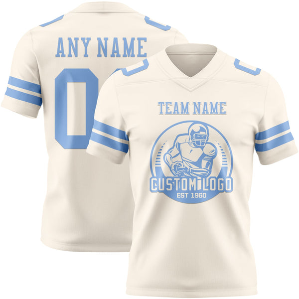 Custom Cream Light Blue Authentic Football Jersey alternate