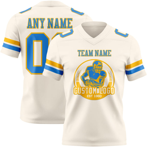 Custom Cream Powder Blue-Gold Authentic Football Jersey alternate