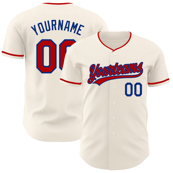 Custom Cream Red-Royal Authentic Baseball Jersey