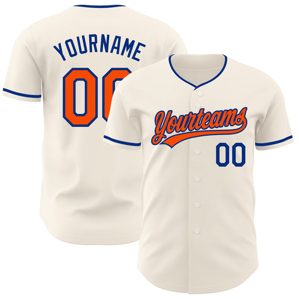 Custom Cream Orange-Royal Authentic Baseball Jersey