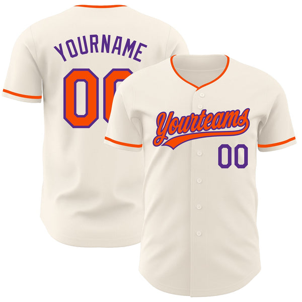Custom Cream Orange-Purple Authentic Baseball Jersey