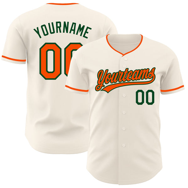 Custom Cream Orange-Green Authentic Baseball Jersey