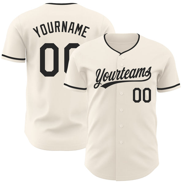 Custom Cream-Black Authentic Baseball Jersey