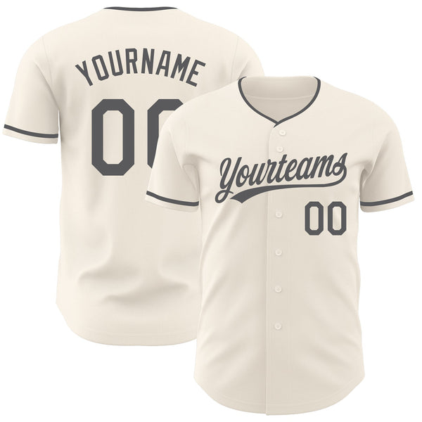 Custom Cream-Steel Gray Authentic Baseball Jersey