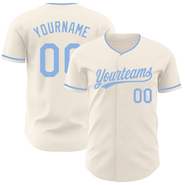 Custom Cream-Light Blue Authentic Baseball Jersey