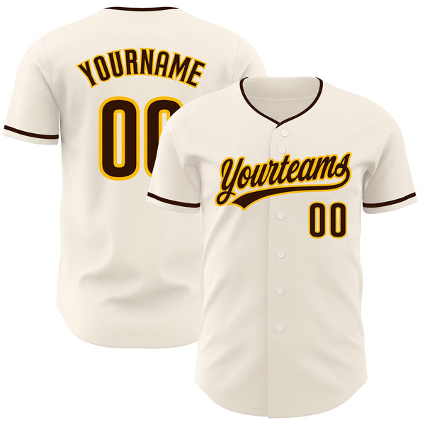 Custom Cream Brown-Gold Authentic Baseball Jersey