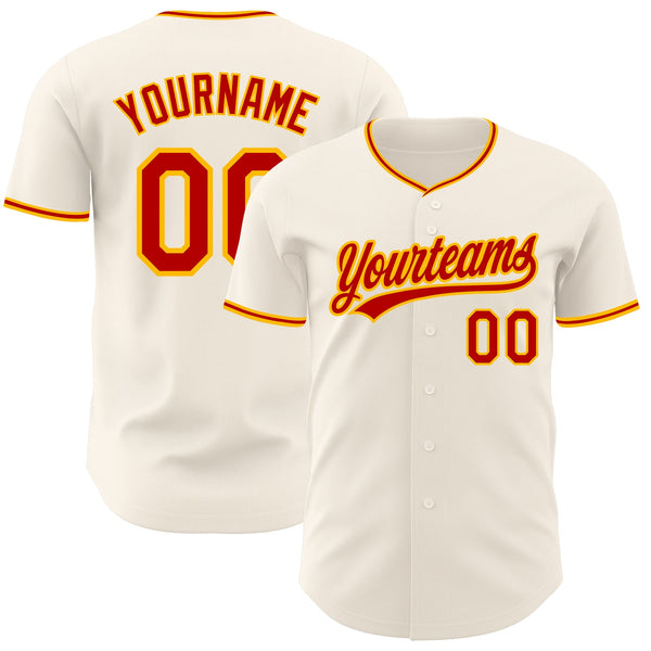 Custom Cream Red-Gold Authentic Baseball Jersey