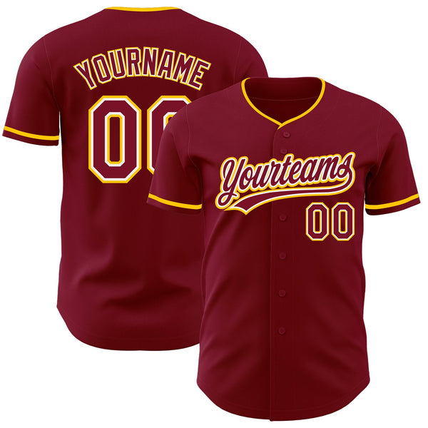 Custom Crimson White-Yellow Authentic Baseball Jersey