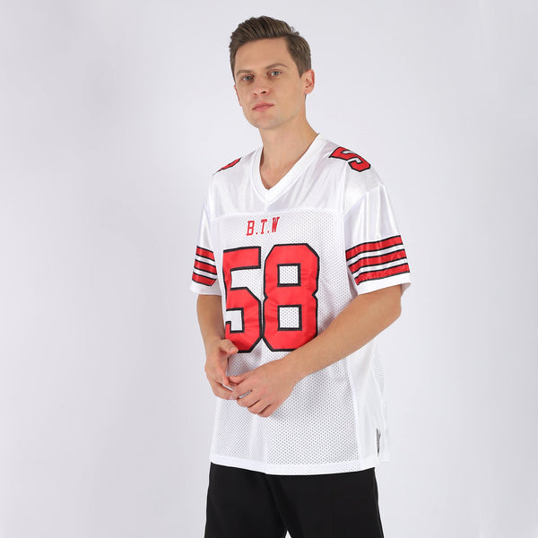 Custom White Red-Black Mesh Authentic Football Jersey alternate