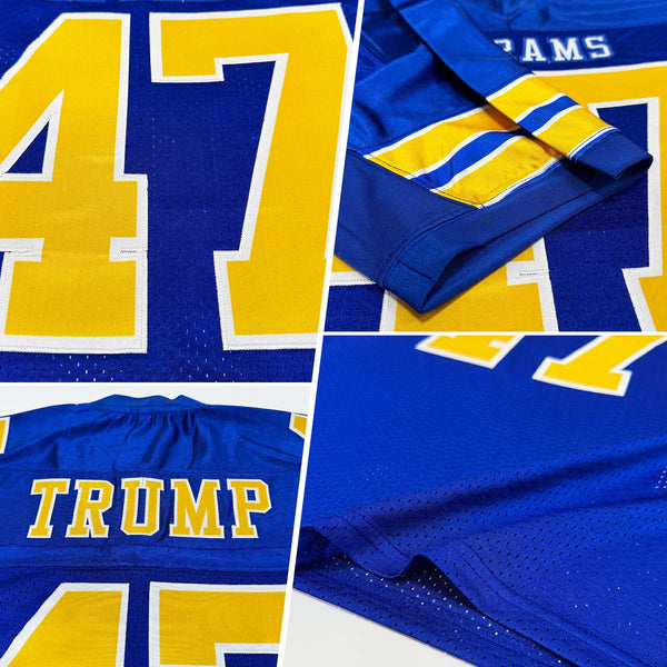 Custom Royal Gold-White Mesh Authentic Football Jersey alternate