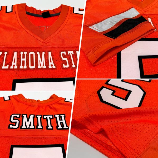 Custom Orange White-Black Mesh Authentic Football Jersey alternate
