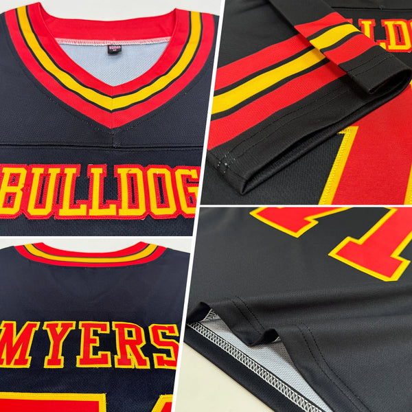 Custom Black Red-Gold Authentic Football Jersey alternate