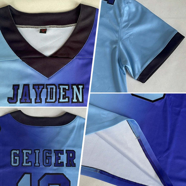 Custom Purple Light Blue-Black Authentic Gradient Fashion Football Jersey alternate