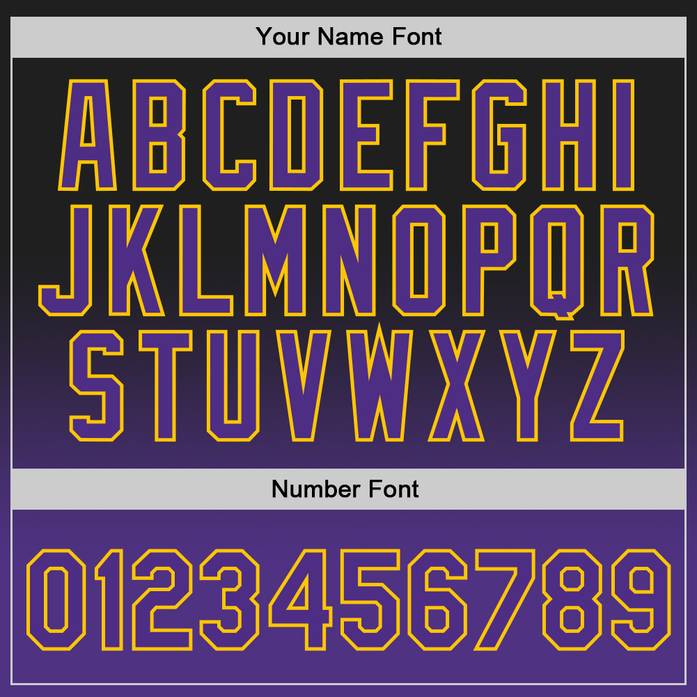 Custom Black Purple-Gold Authentic Fade Fashion Basketball Jersey - Front