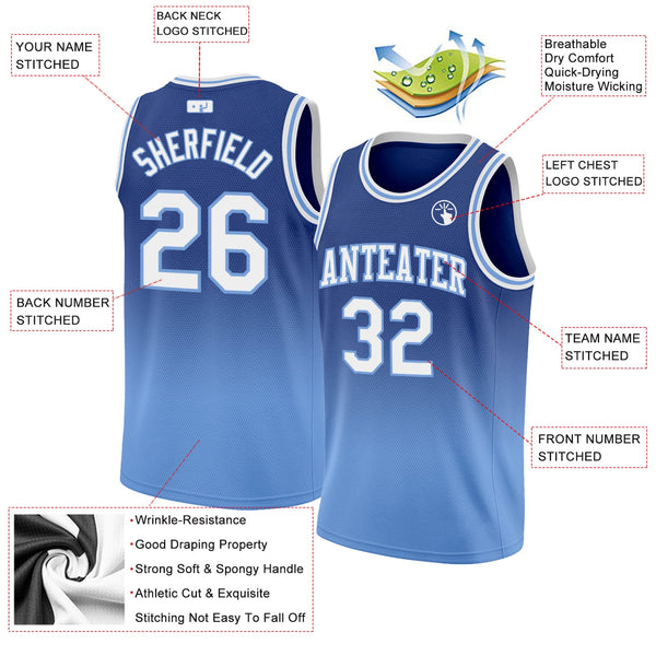 Custom Royal White-Light Blue Authentic Fade Fashion Basketball Jersey alternate