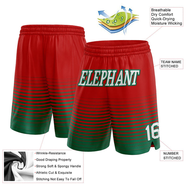 Custom Red White-Kelly Green Pinstripe Fade Fashion Authentic Basketball Shorts alternate