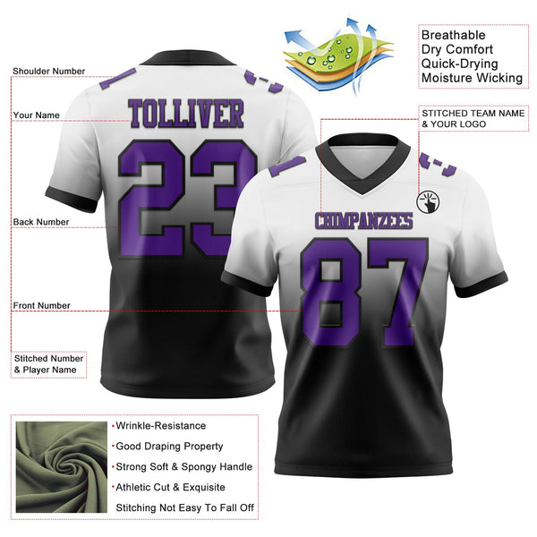 Custom White Purple-Black Authentic Fade Fashion Football Jersey alternate