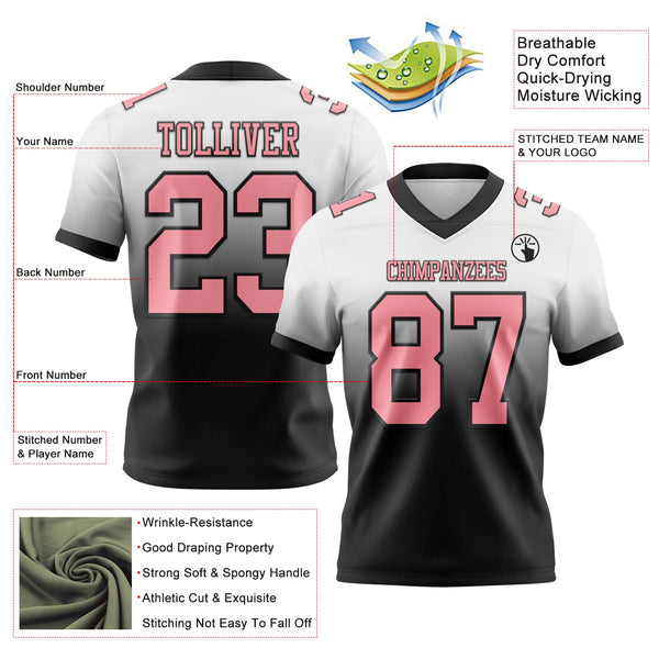 Custom White Medium Pink-Black Authentic Fade Fashion Football Jersey alternate