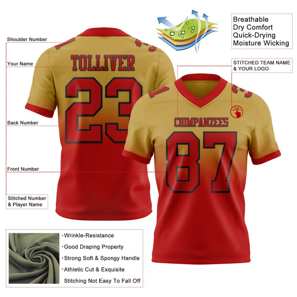 Custom Old Gold White-Black Authentic Fade Fashion Football Jersey alternate