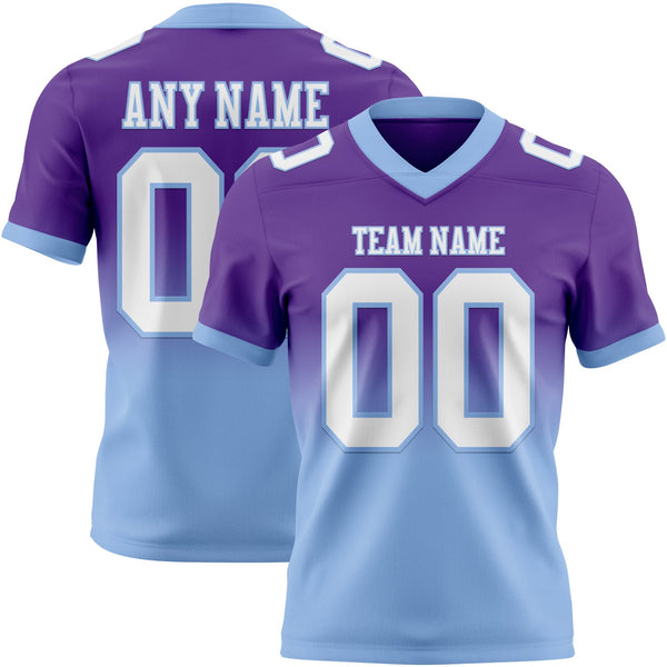 Custom Purple White-Light Blue Authentic Fade Fashion Football Jersey