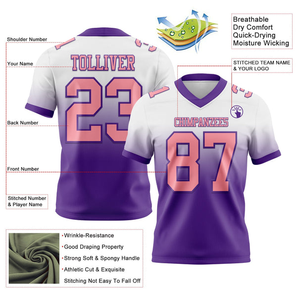 Custom White Medium Pink-Purple Authentic Fade Fashion Football Jersey alternate