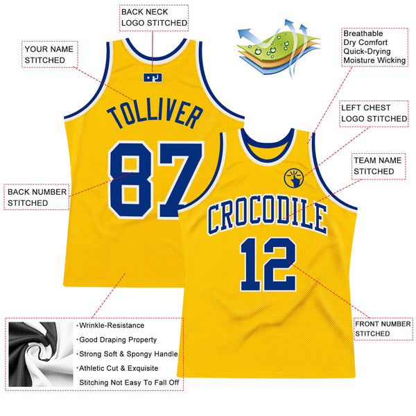 Custom Gold Royal-White Authentic Throwback Basketball Jersey alternate