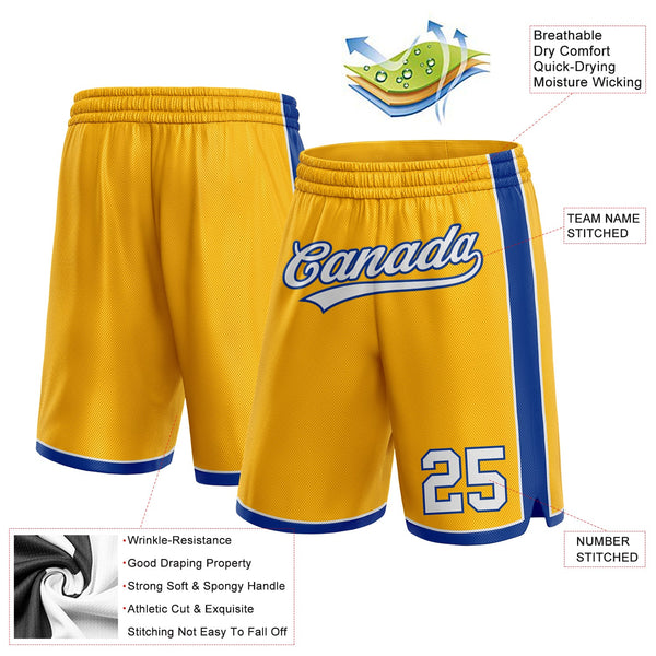 Custom Gold White-Royal Authentic Basketball Shorts alternate