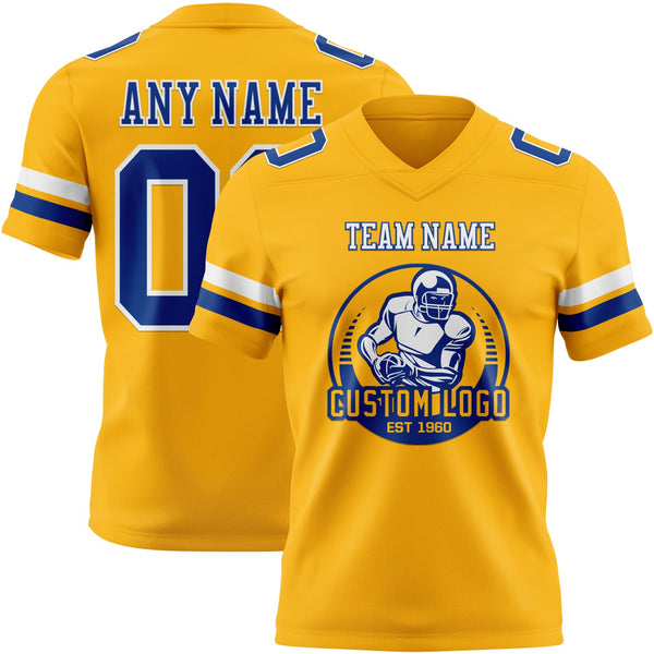 Custom Gold Royal-White Authentic Football Jersey alternate