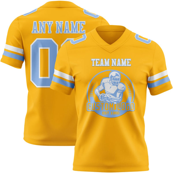 Custom Gold Light Blue-White Authentic Football Jersey alternate