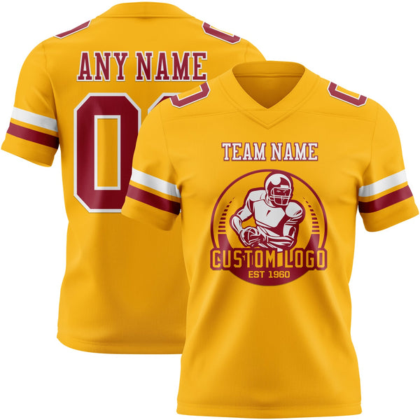 Custom Gold Cardinal-White Authentic Football Jersey alternate