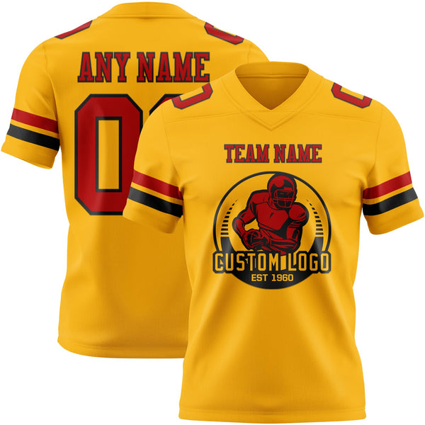 Custom Gold Red-Black Authentic Football Jersey alternate