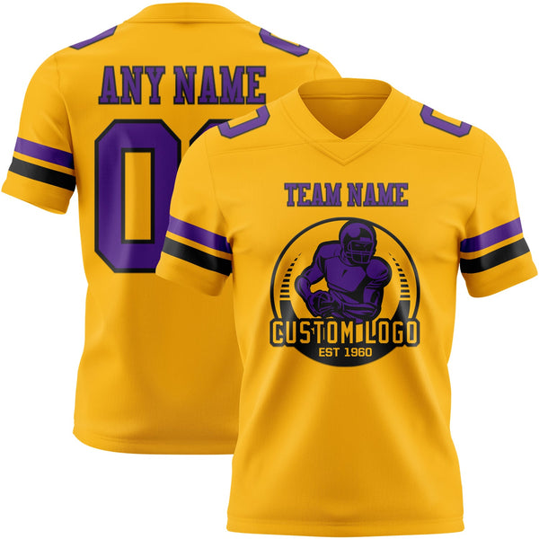 Custom Gold Purple-Black Authentic Football Jersey alternate
