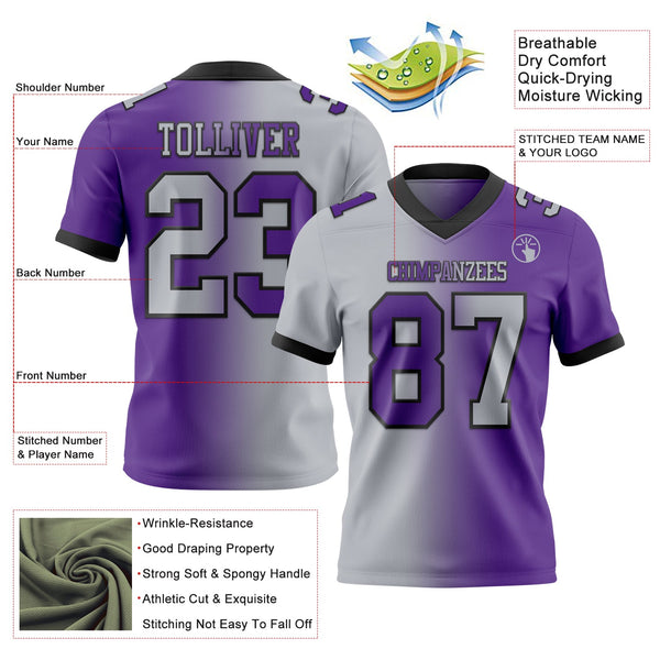 Custom Purple Gray-Black Authentic Gradient Fashion Football Jersey alternate