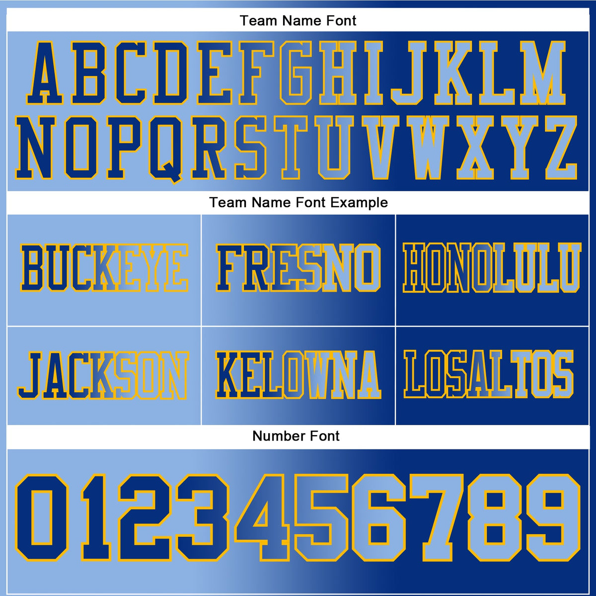 Custom Royal Light Blue-Gold Authentic Gradient Fashion Football Jersey - Front
