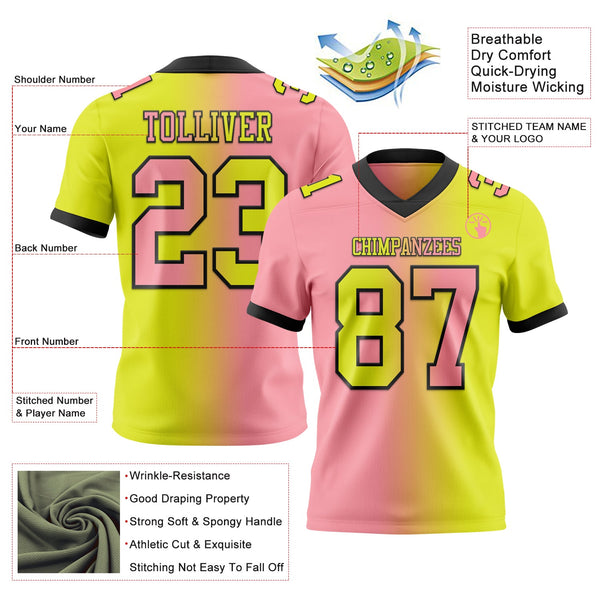 Custom Neon Yellow Medium Pink-Black Authentic Gradient Fashion Football Jersey alternate