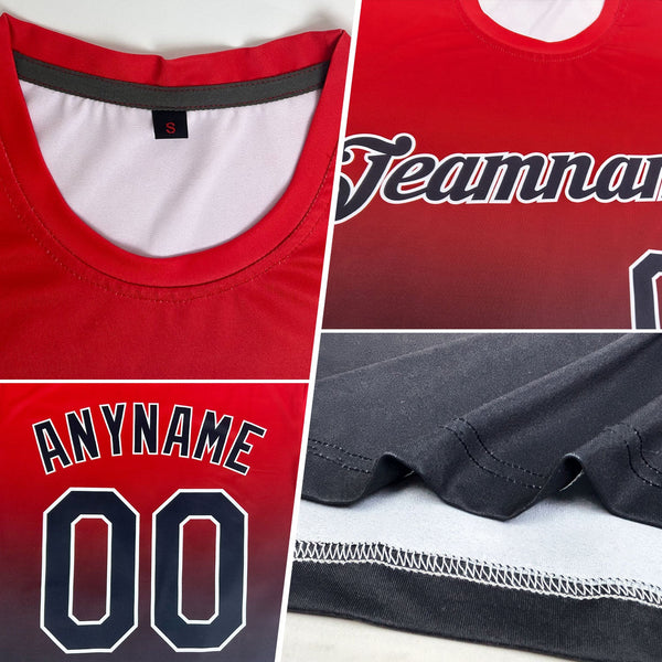Custom Powder Blue Orange-Navy Gradient Fashion Performance T-Shirt alternate