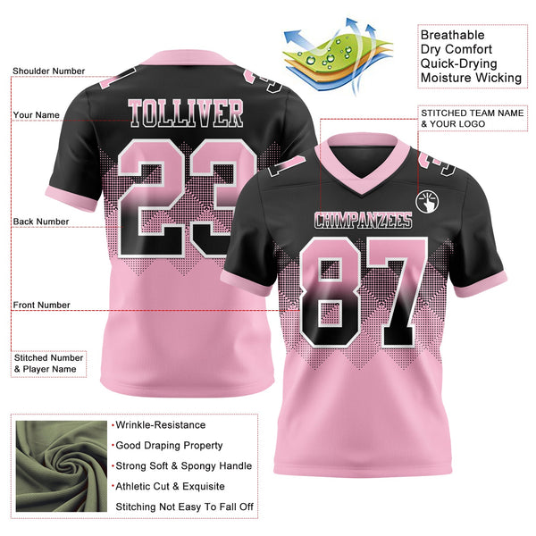 Custom Black Light Pink-White Authentic Gradient Square Shape 7V7 Flag Football Jersey alternate