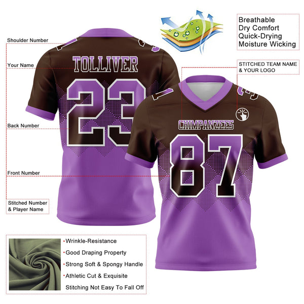 Custom Brown Medium Purple-White Authentic Gradient Square Shape 7V7 Flag Football Jersey alternate
