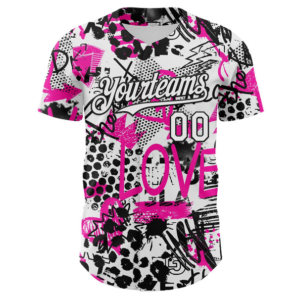 Custom Graffiti Pattern White-Black 3D Authentic Baseball Jersey alternate