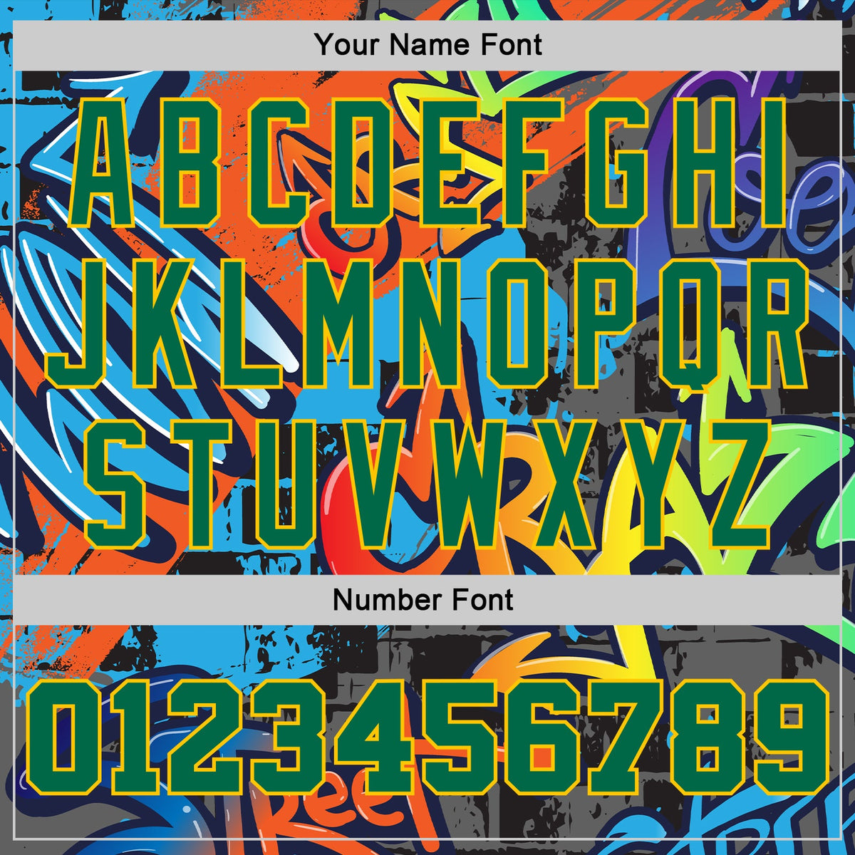 Custom Graffiti Pattern Kelly Green-Gold 3D Geometric Authentic Basketball Jersey - Detail