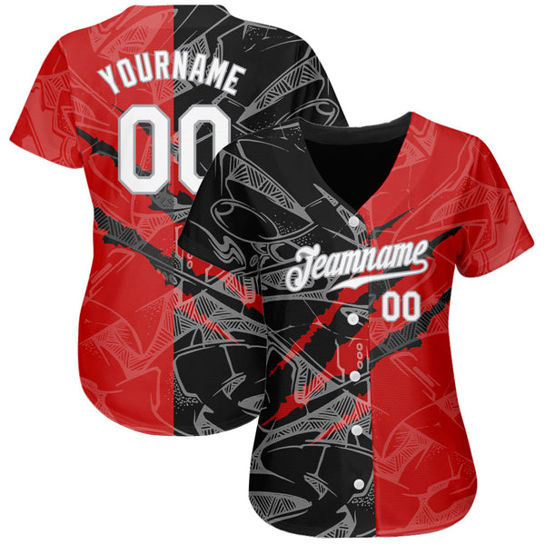 Custom Graffiti Pattern White Black-Gray 3D Scratch Authentic Baseball Jersey alternate