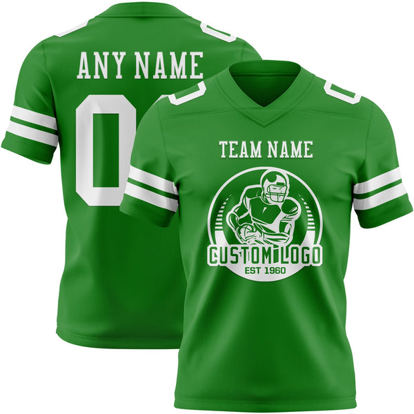 Custom Grass Green White Authentic Football Jersey alternate
