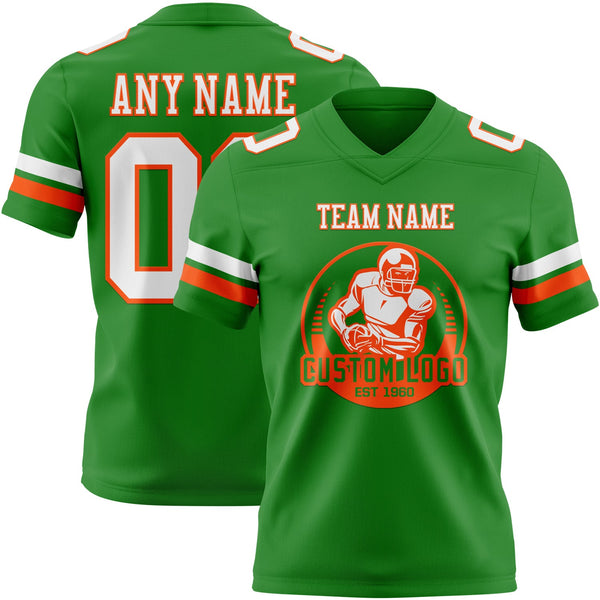Custom Grass Green White-Orange Authentic Football Jersey alternate