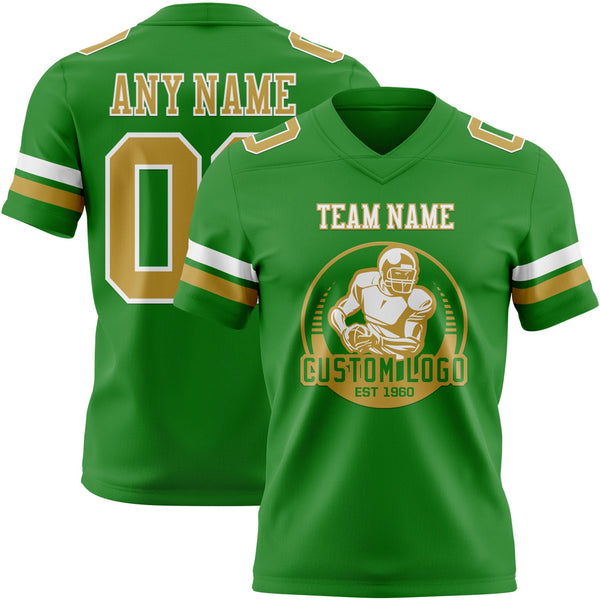 Custom Grass Green Old Gold-White Authentic Football Jersey alternate
