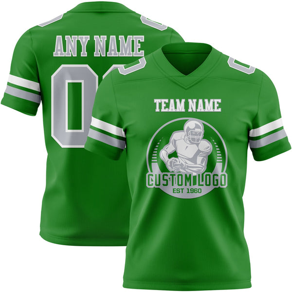 Custom Grass Green Gray-White Authentic Football Jersey alternate