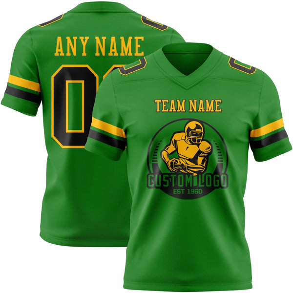 Custom Grass Green Black-Gold Authentic Football Jersey alternate