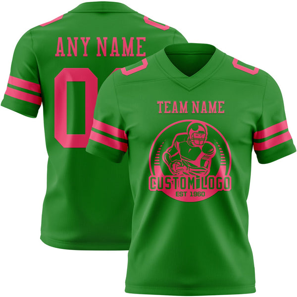 Custom Grass Green Neon Pink Authentic Football Jersey alternate