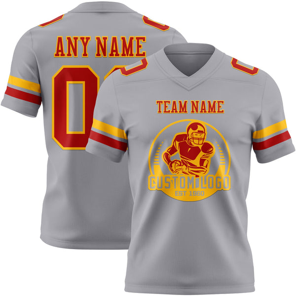 Custom Gray Red-Gold Authentic Football Jersey alternate