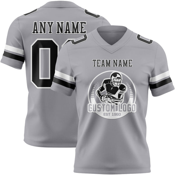 Custom Gray Black-White Authentic Football Jersey alternate