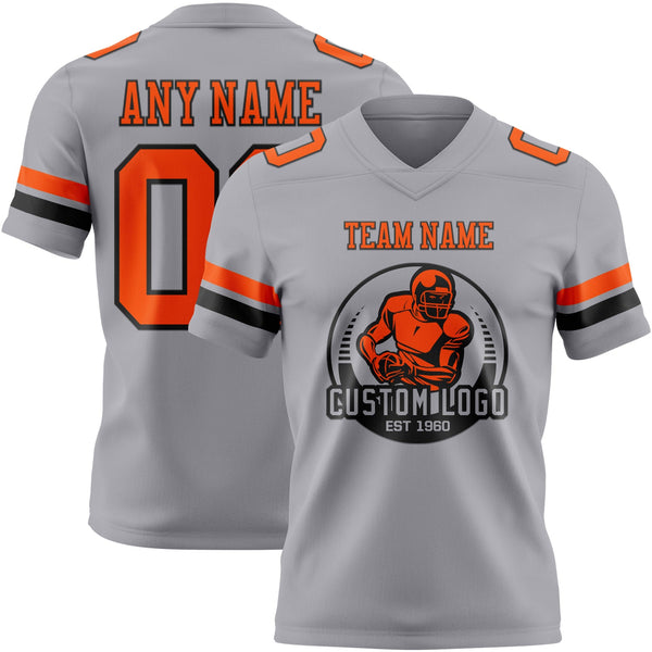 Custom Gray Orange-Black Authentic Football Jersey alternate
